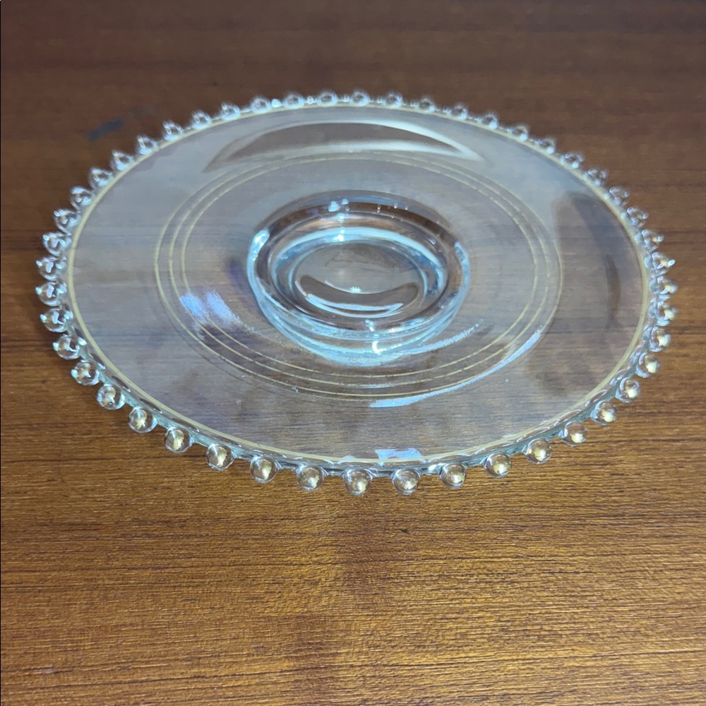 Clear Glass Candlewick by imperial glass vintage Serving Plate with Beaded Rim